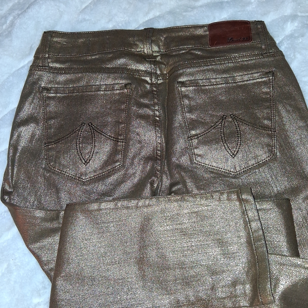 Level 99 Shimmering Gold Skinny Jeans